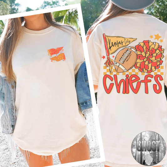 Poms front/back (short, long and sweatshirt)