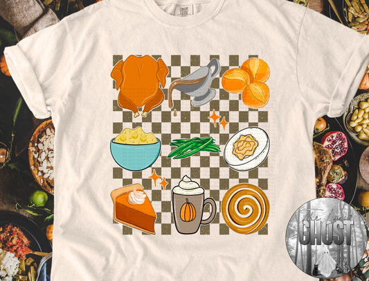 Thanksgiving Sides Checkered Shirt